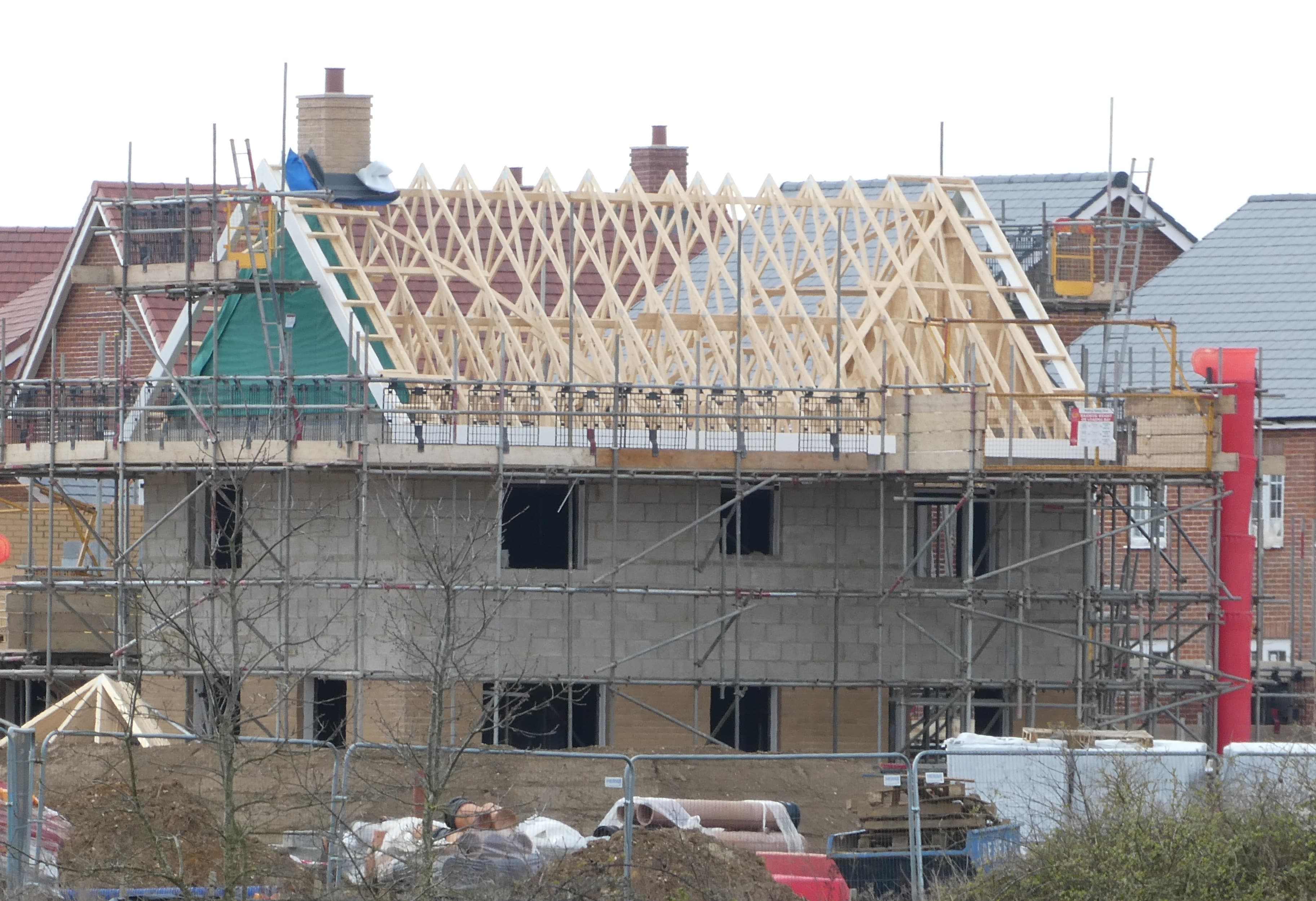 Residential roof trusses on a Dammad Construction job